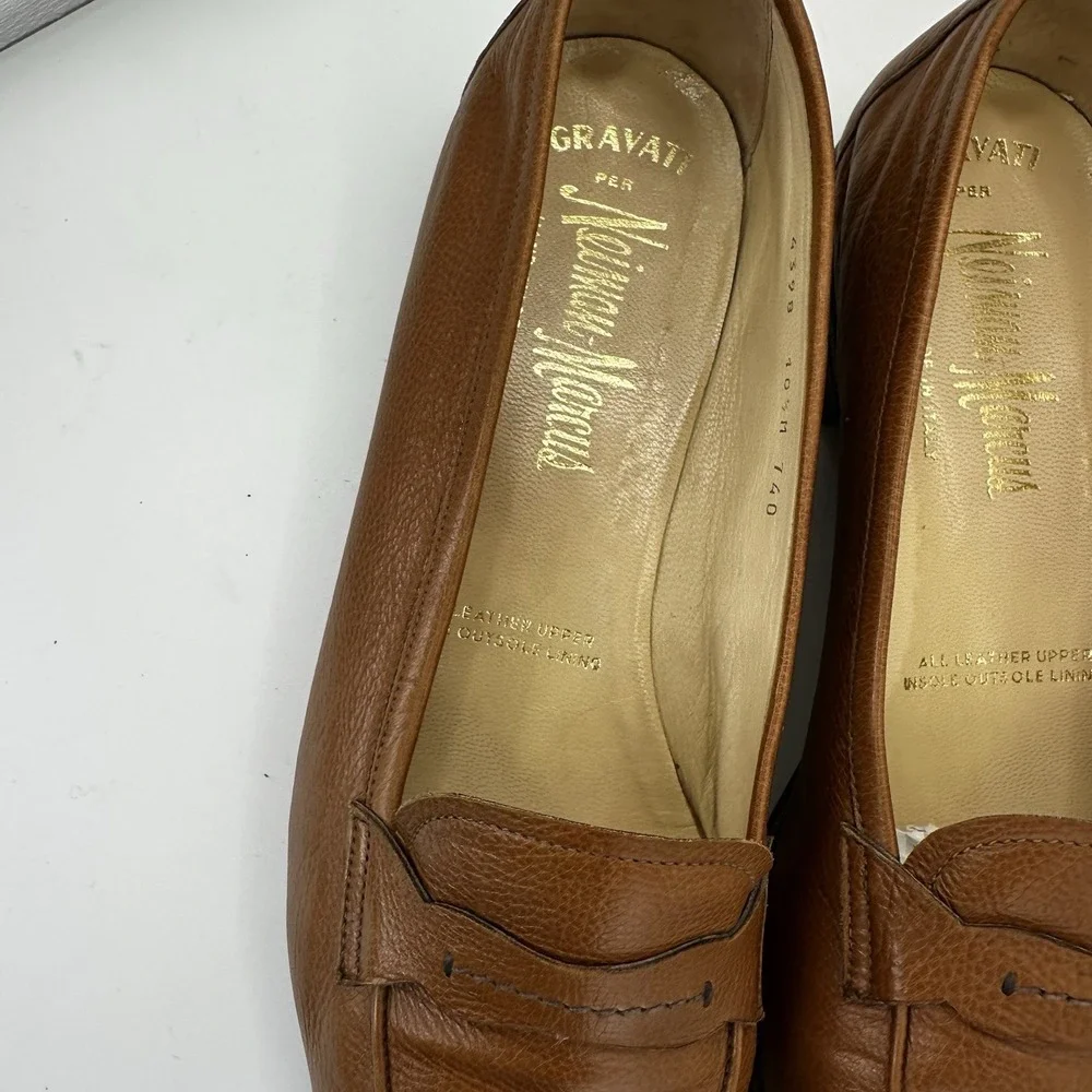 Gravati For Neiman Marcus Italian Brown Leather Penny Loafer Slip On Shoe 10.5 M